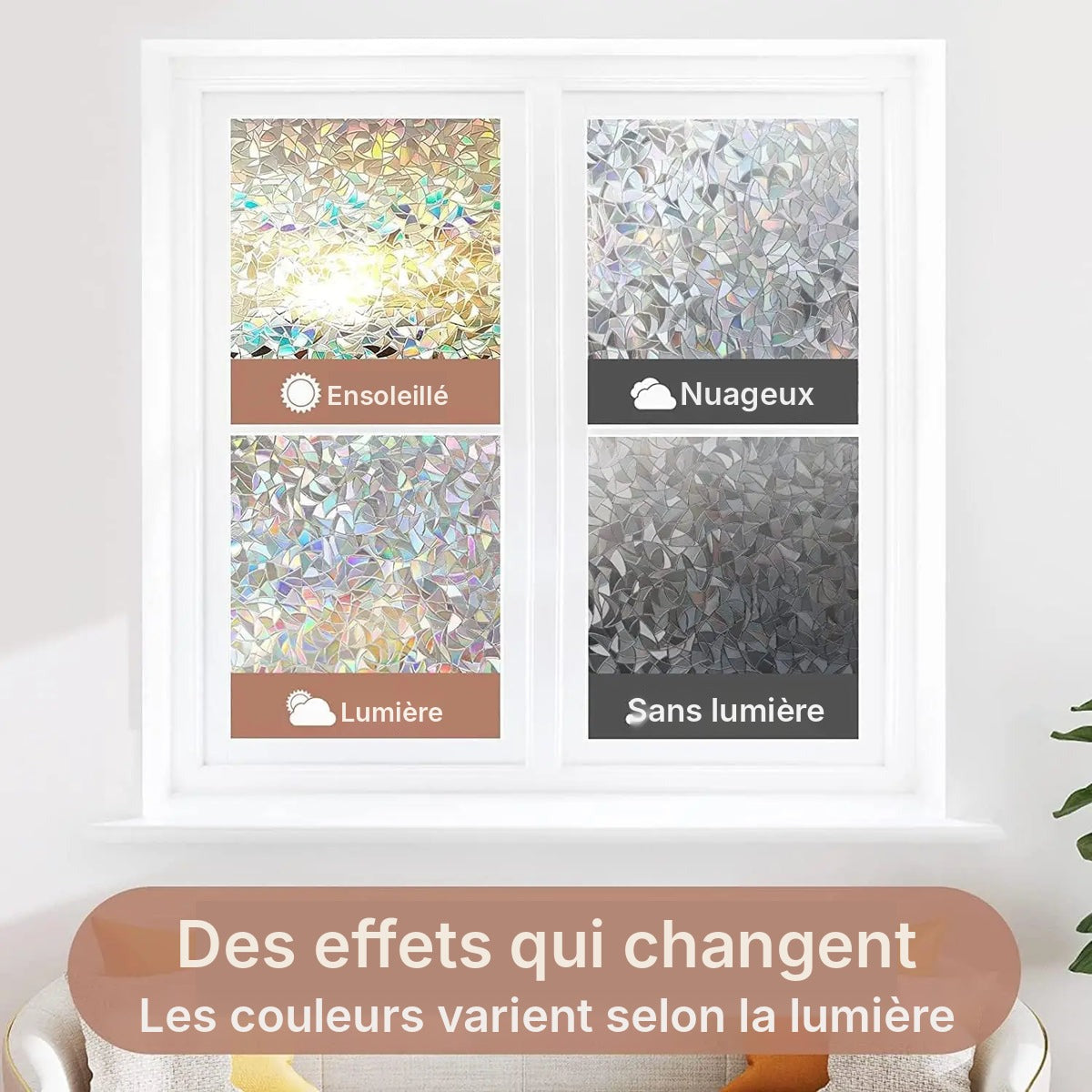 Film fenêtre arc-en-ciel électrostatique, effet prisme