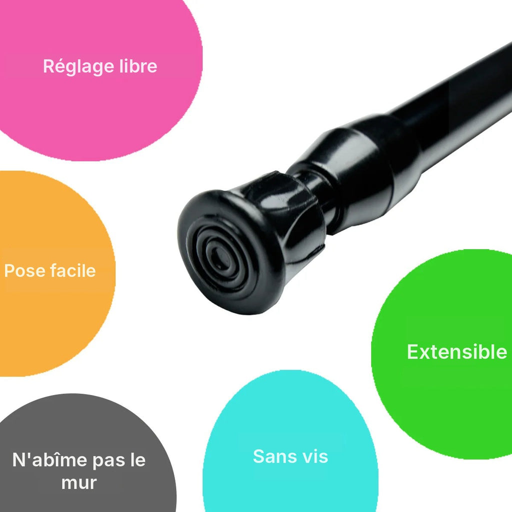 Tringle extensible noire, 40 à 70 cm