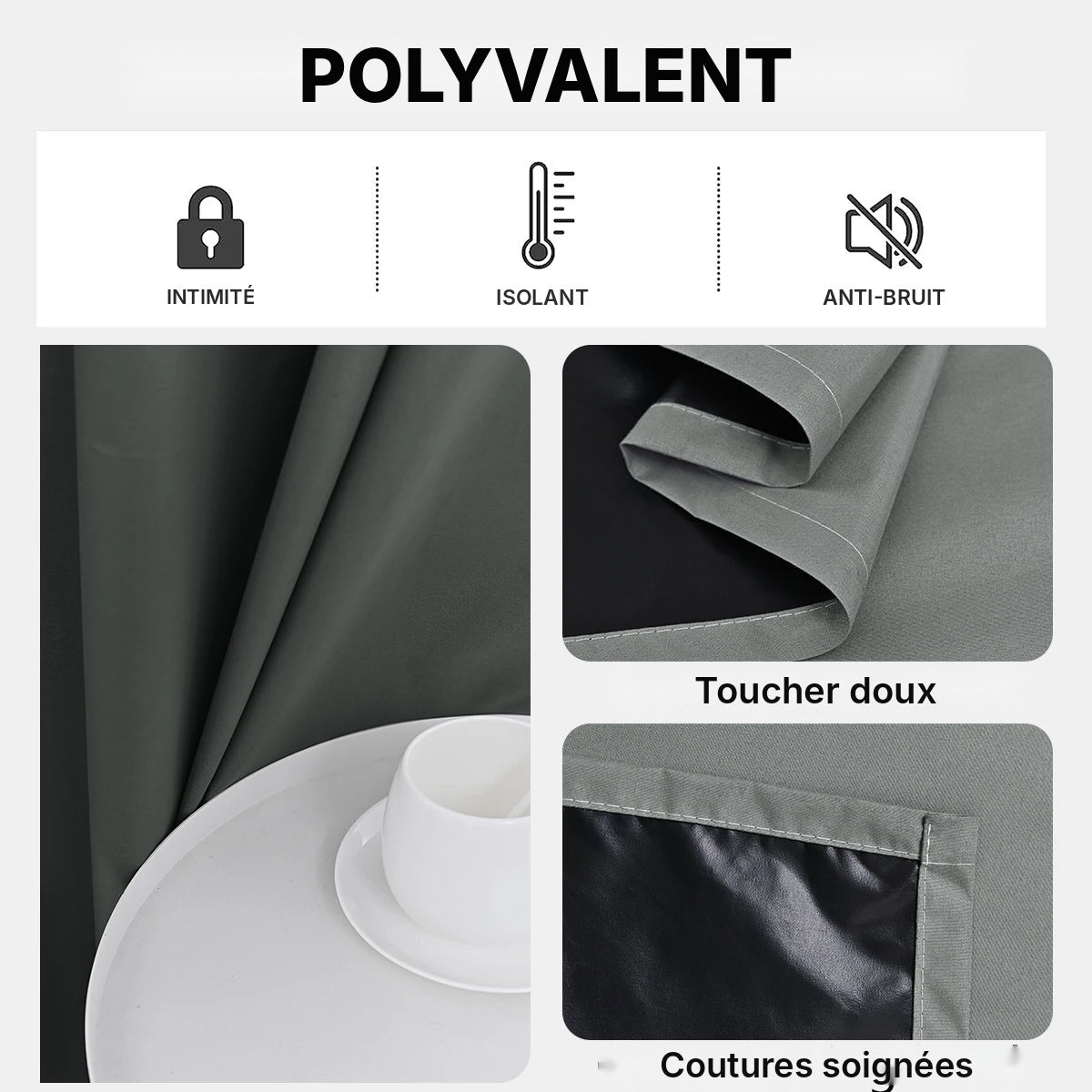 Rideaux occultants doublés, lot de 2, 10 coloris