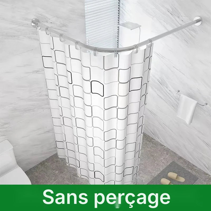 Tringle de douche d'angle en L, sans perçage