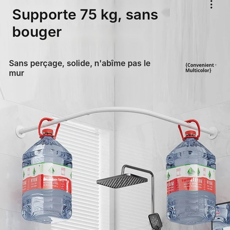 Tringle de douche d'angle en L, sans perçage