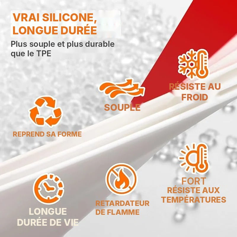 Bas de porte silicone à ailette, coupe-froid