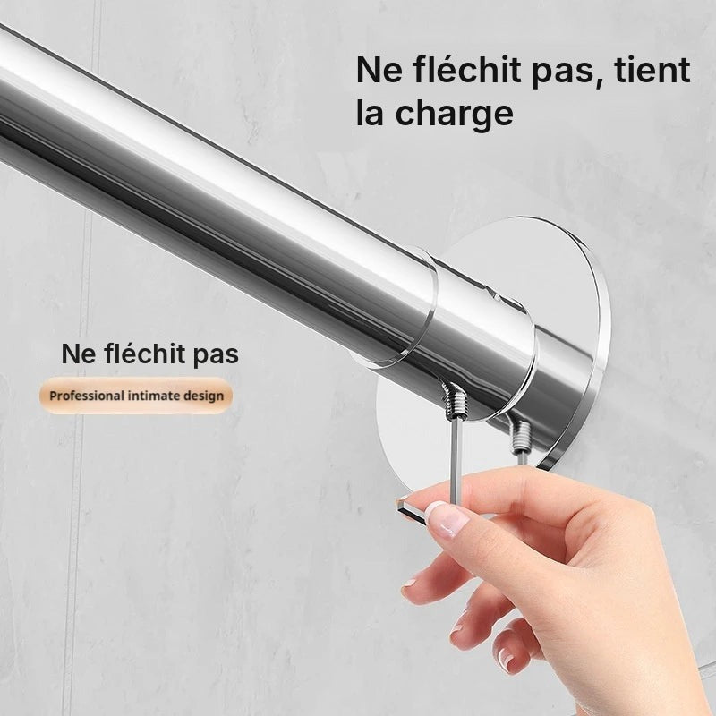 Tringle de douche d'angle en L, sans perçage