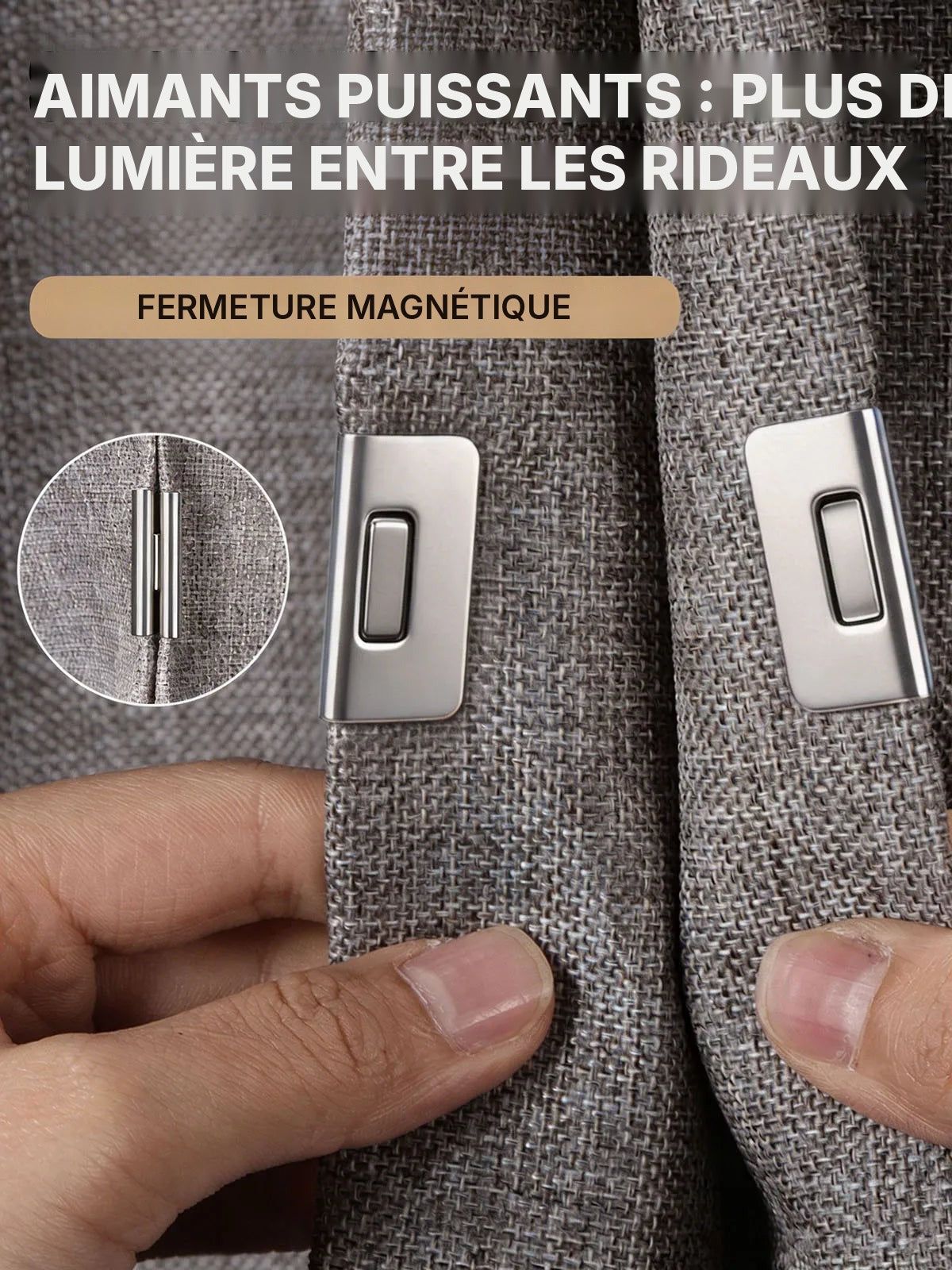Clips magnétiques pour rideaux, fermeture sans fuite de lumière