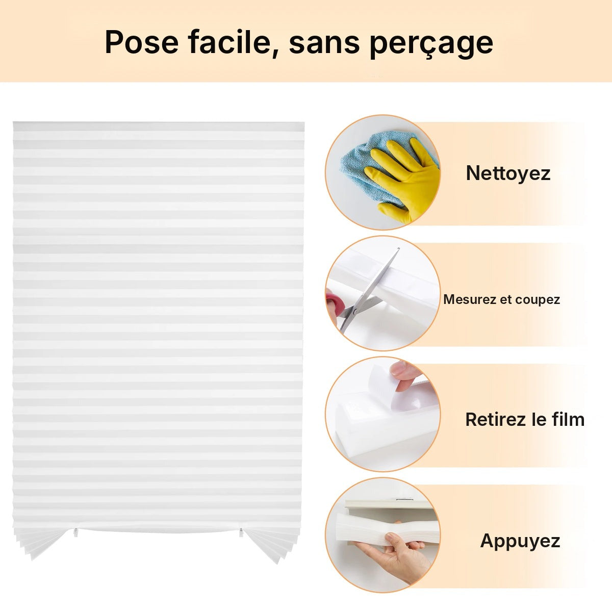 Store plissé à découper, occultant ou tamisant