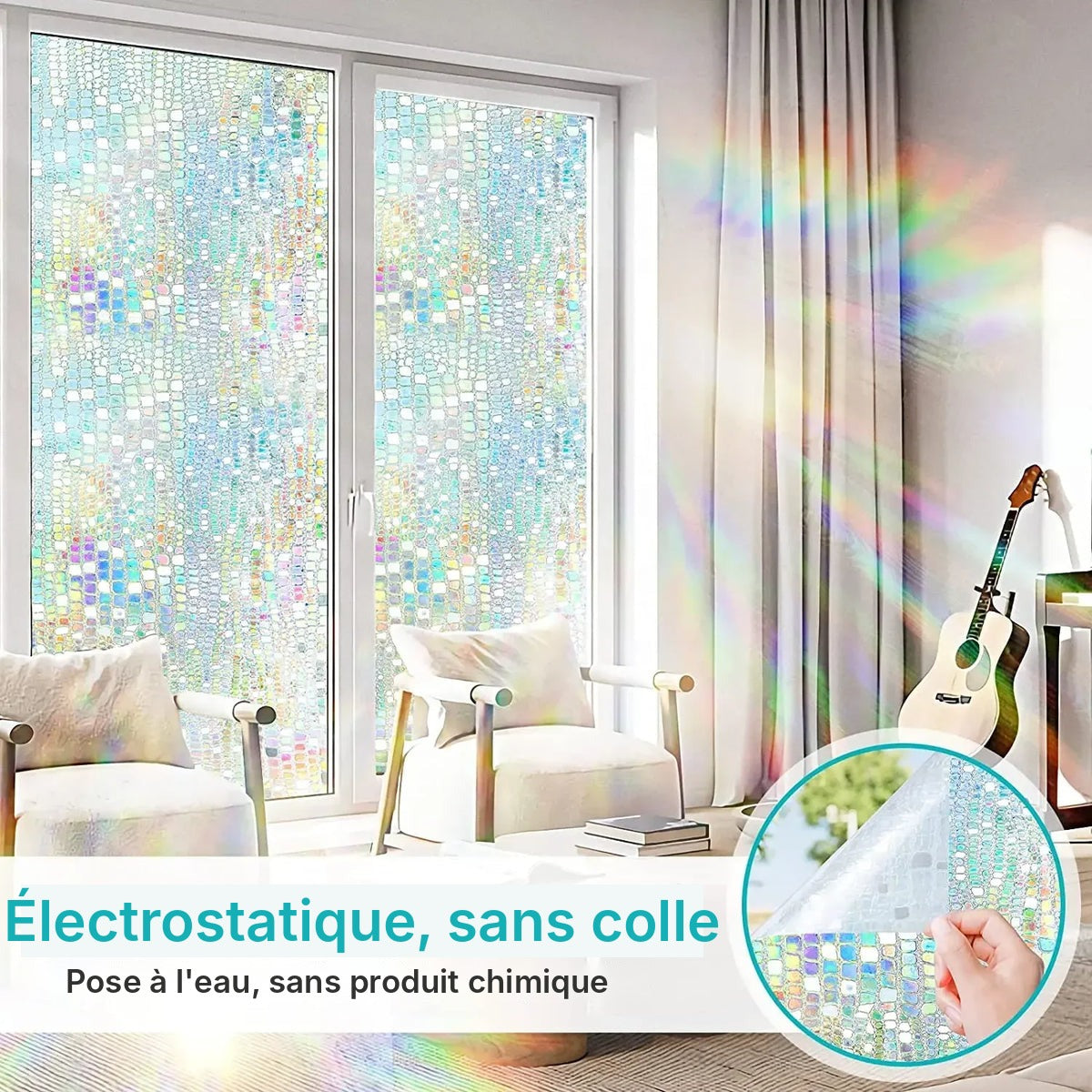 Film arc-en-ciel motif écailles, sans colle
