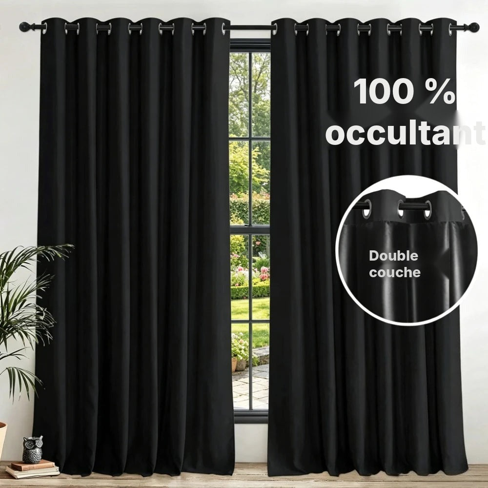 Rideau occultant thermique double couche
