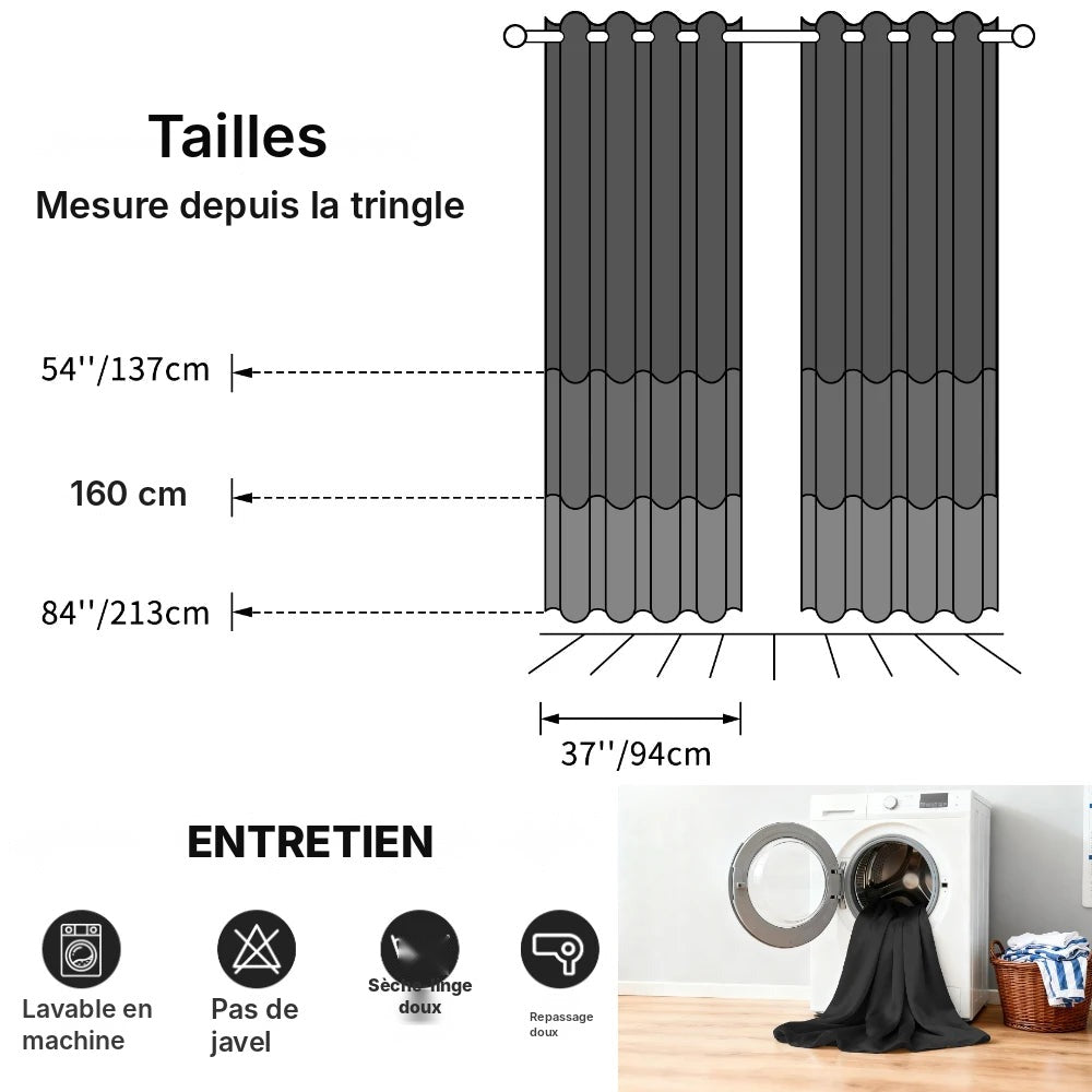 Rideau occultant thermique double couche