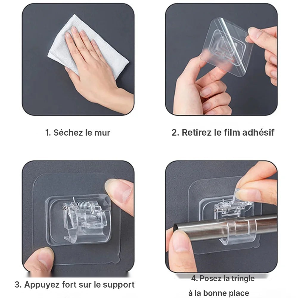 Supports de tringle adhésifs, lot de 2 à 50