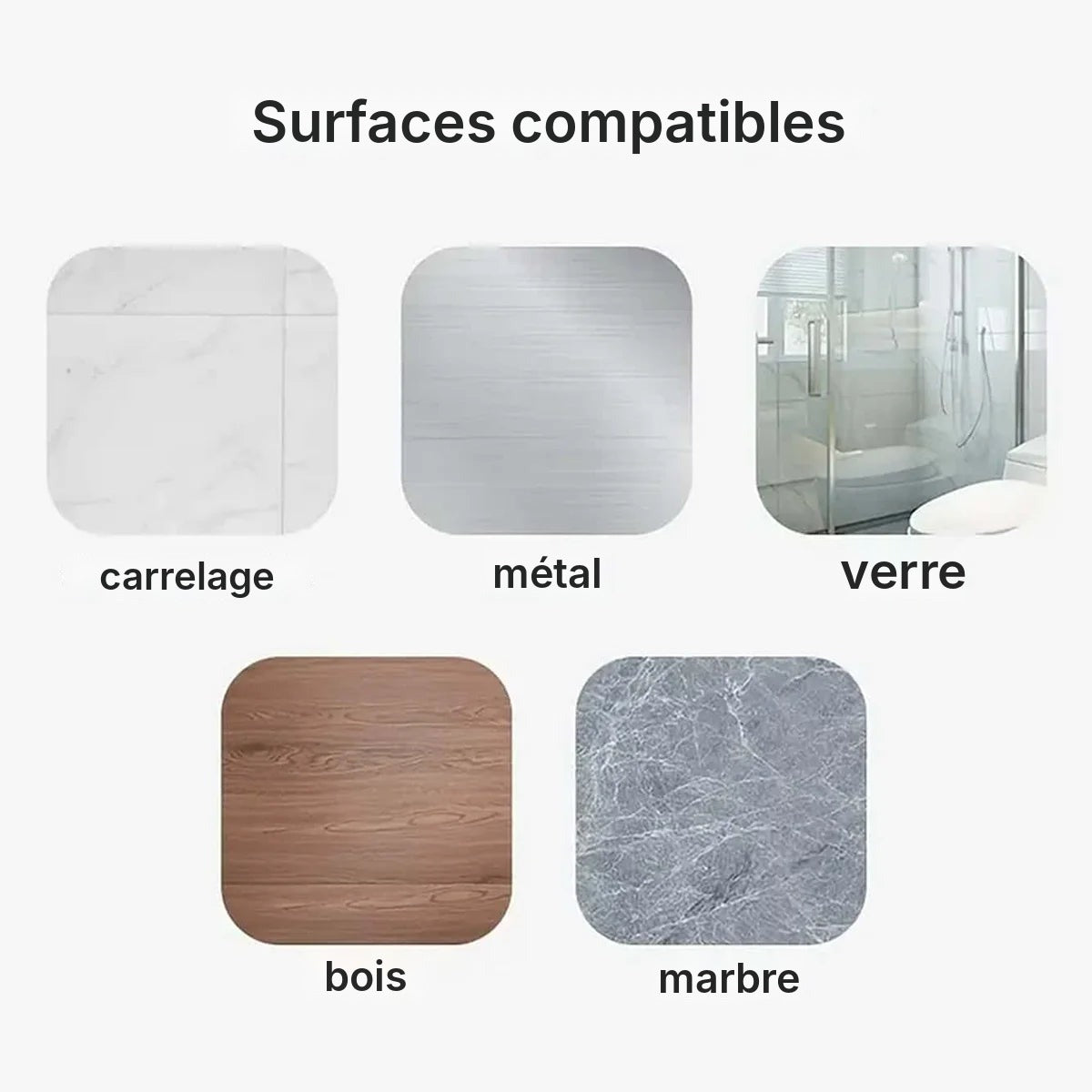 Support de tringle adhésif à verrou, lot de 2 à 8