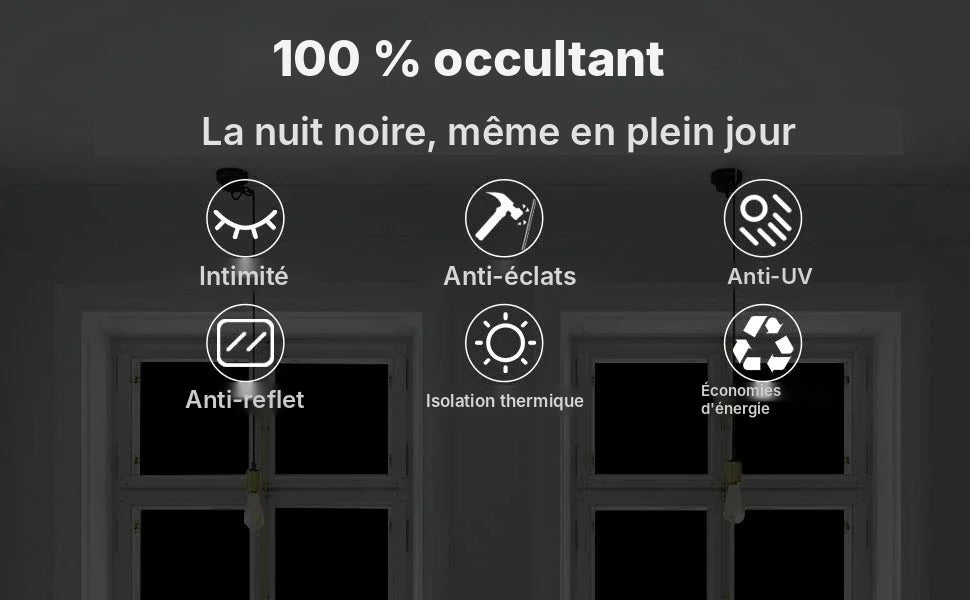 Film occultant noir adhésif, 100 % opaque