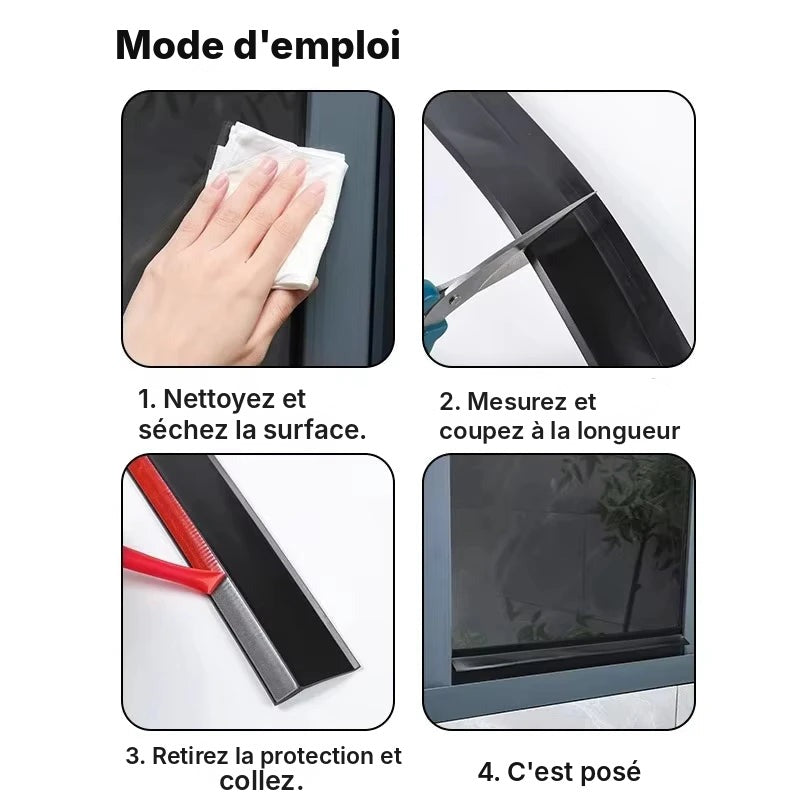 Barre anti-pluie adhésive pour fenêtre coulissante
