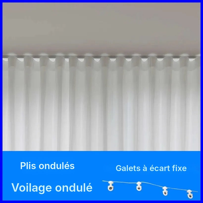Voilage blanc plis ondulés, 8 finitions