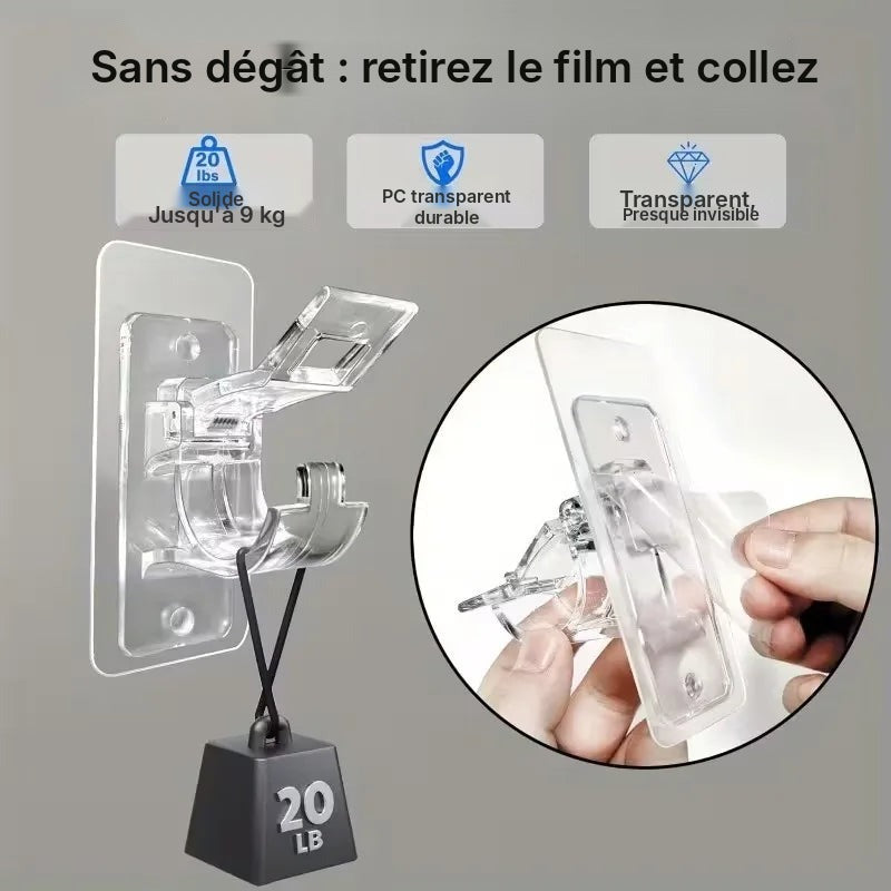 Supports de tringle adhésifs, blancs ou transparents, jusqu'à 24