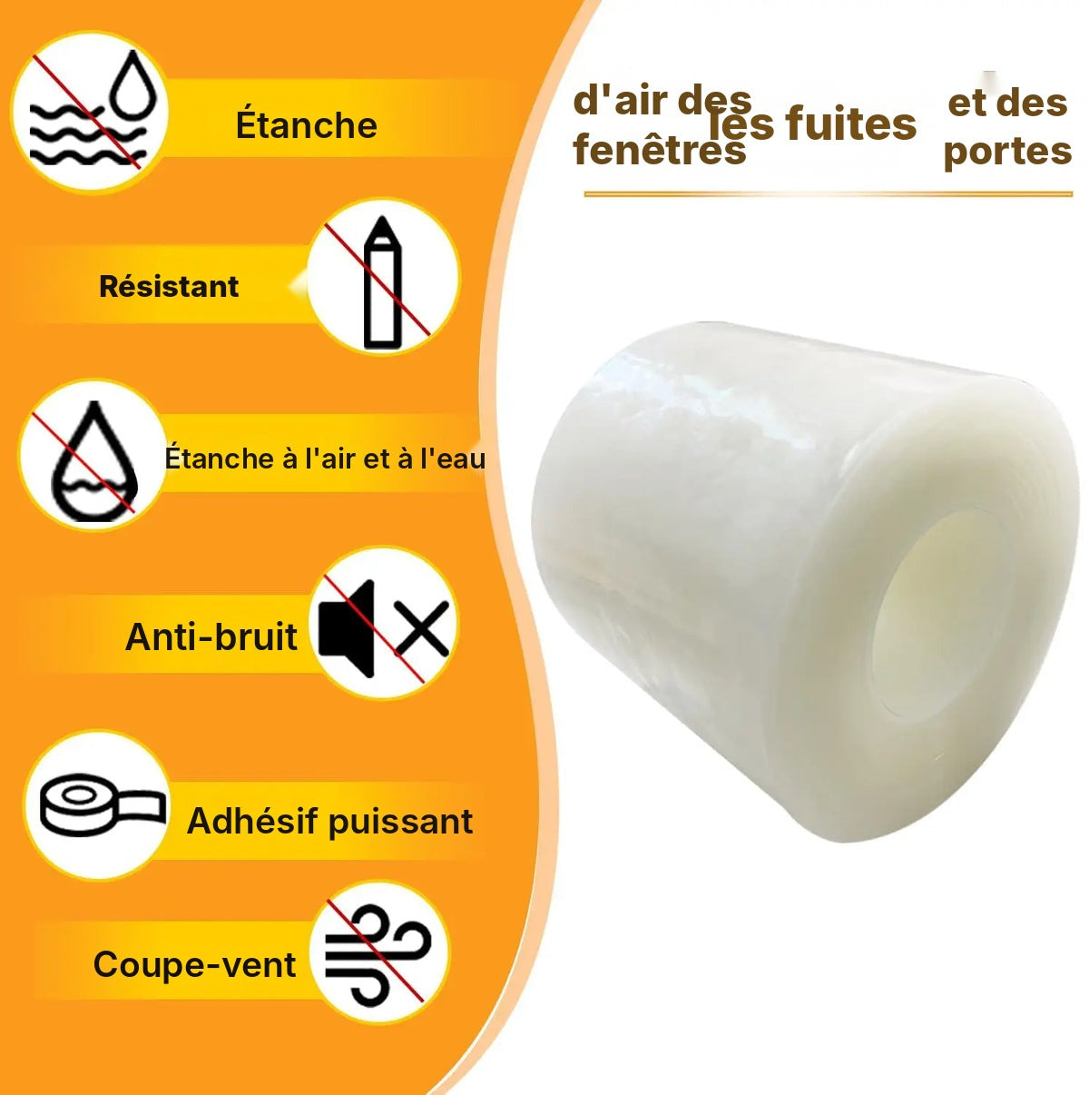 Ruban isolant transparent pour fenêtre, 35 ou 50 m