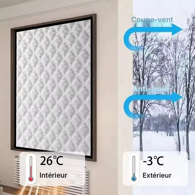 Rideau isolant matelassé pour fenêtre, sans perçage