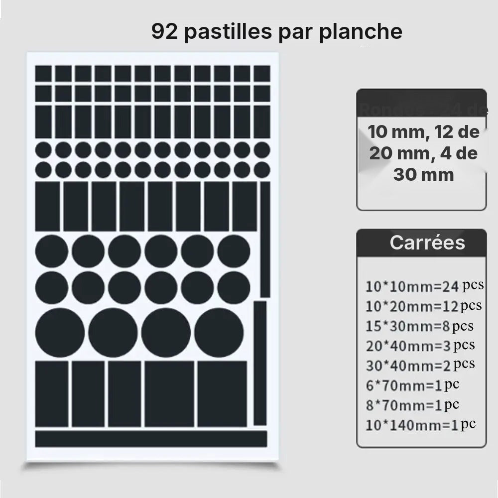 Pastilles occultantes pour voyants LED, 92 pièces