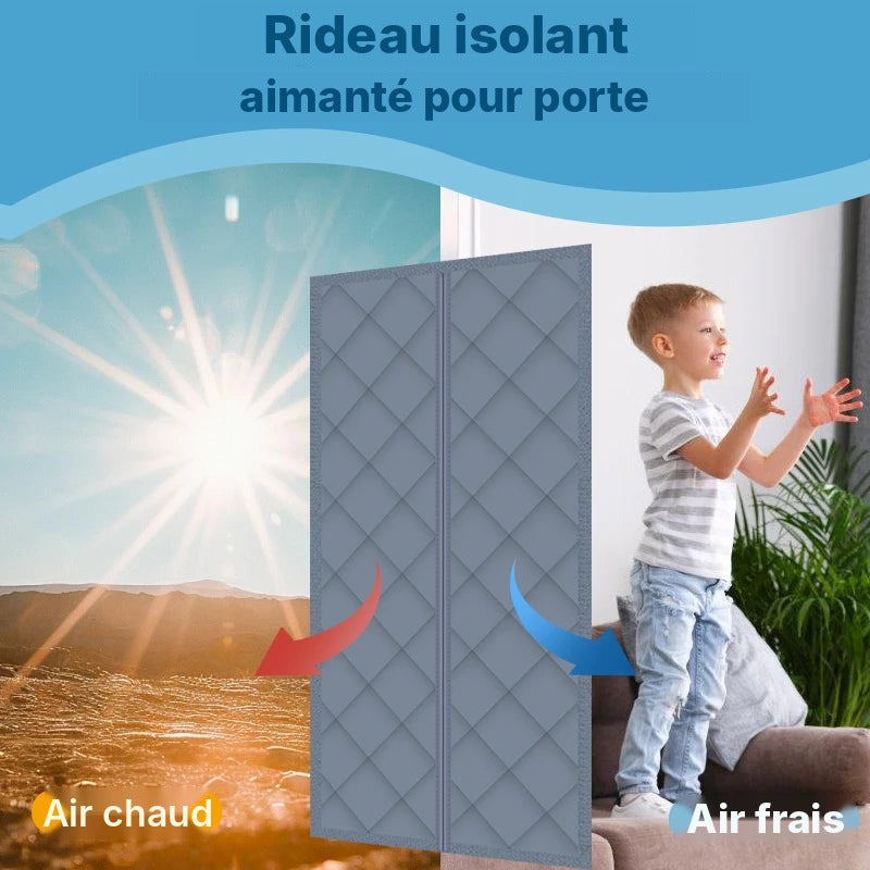 Rideau de porte matelassé gris argent, 38 tailles