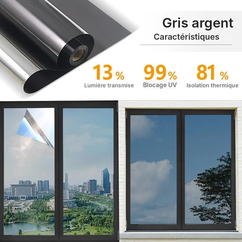 Film anti-chaleur gris argent, isolation 81 %