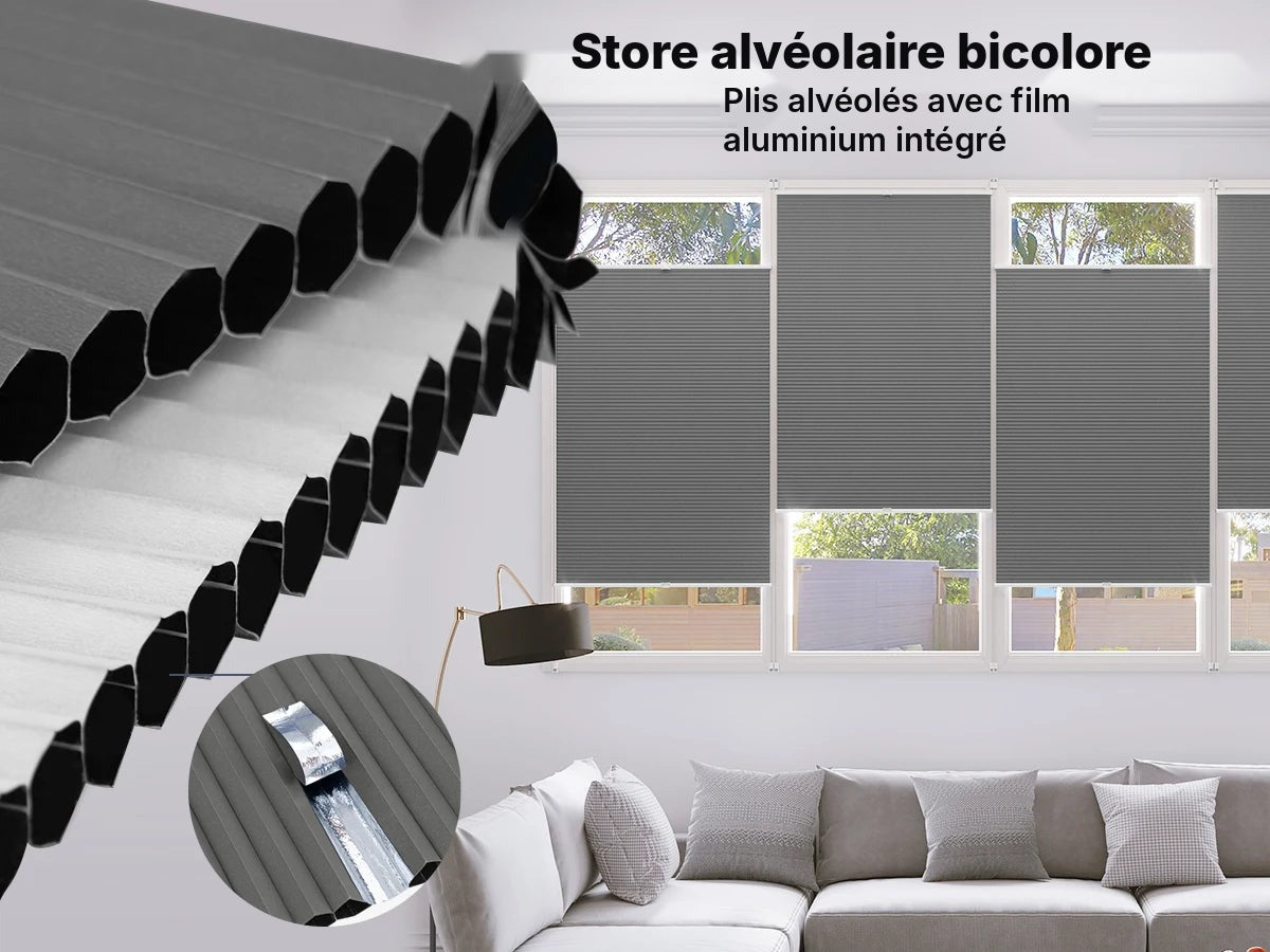 Store alvéolaire occultant thermique sans perçage