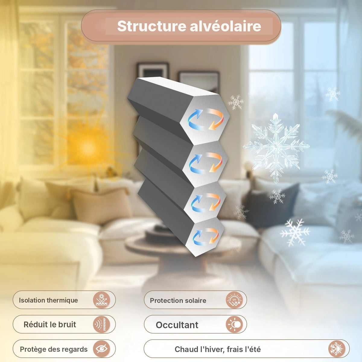 Store alvéolaire occultant thermique sans perçage