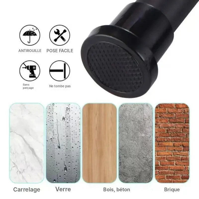 Tringle de douche inox extensible, 80 à 240 cm
