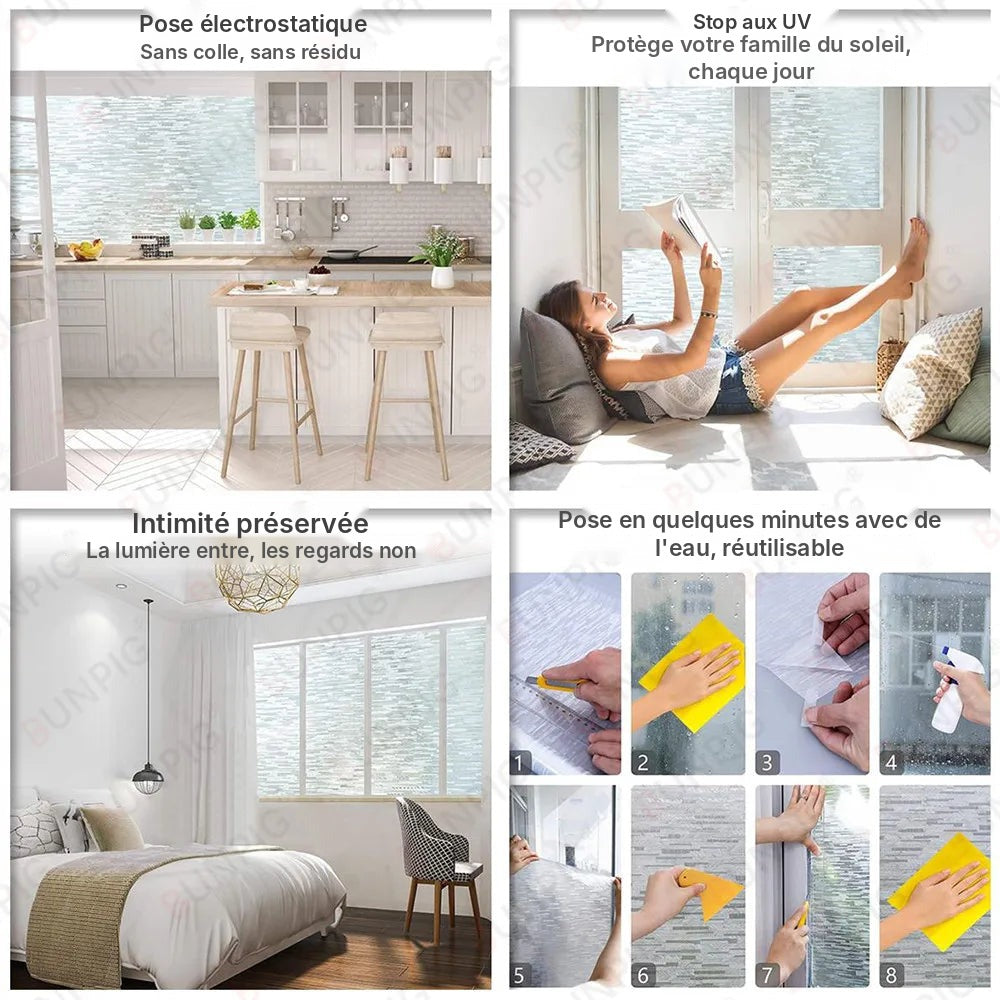 Film vitrail décoratif électrostatique, 21 motifs