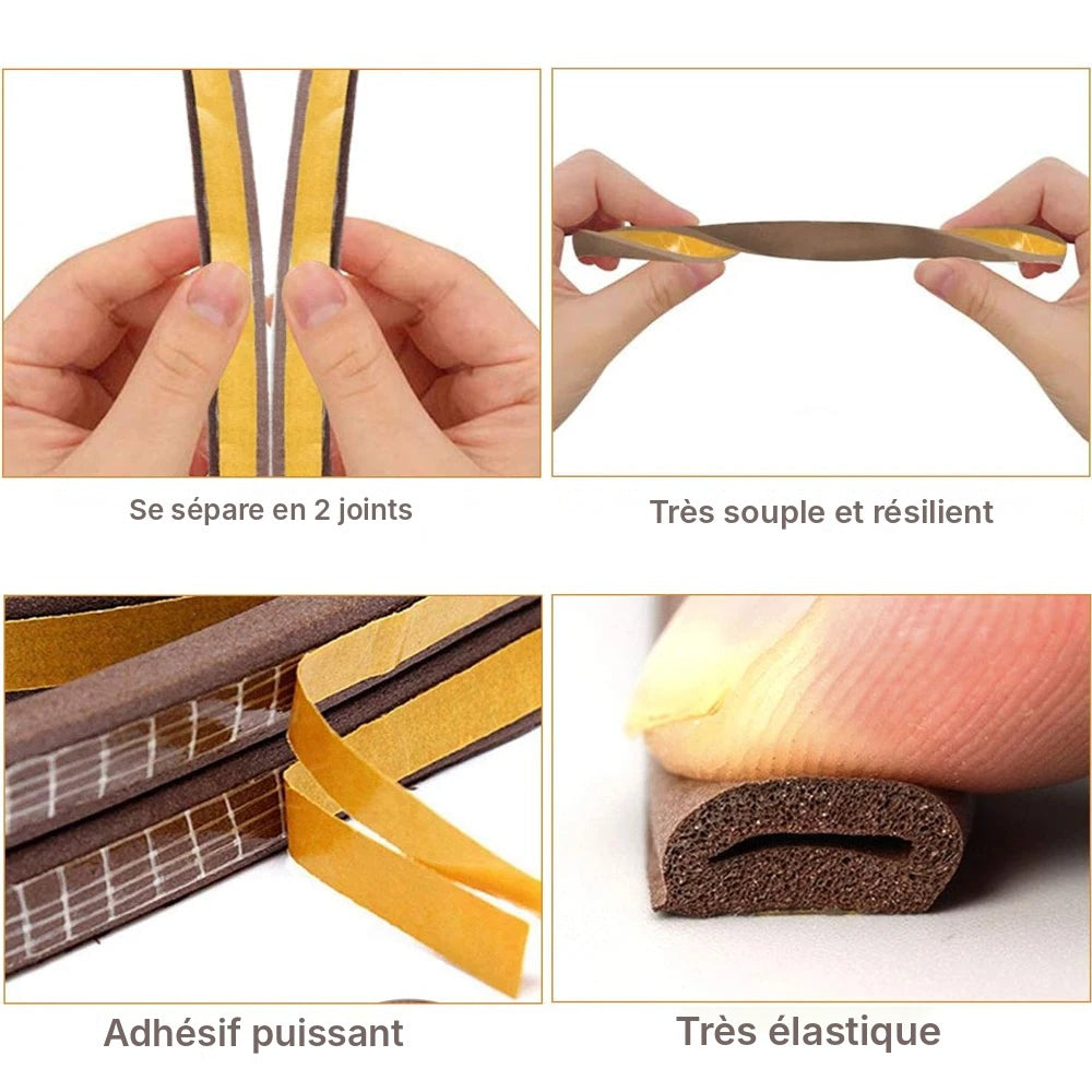 Joint EPDM acoustique adhésif, 4 profils