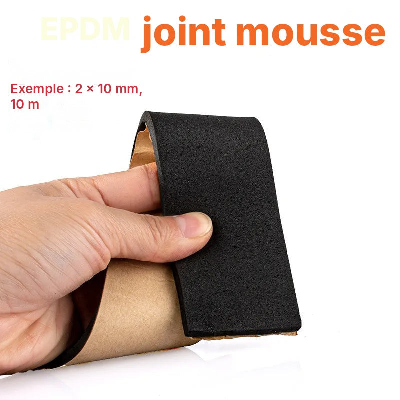 Bande mousse EPDM adhésive, 14 dimensions, 10 m
