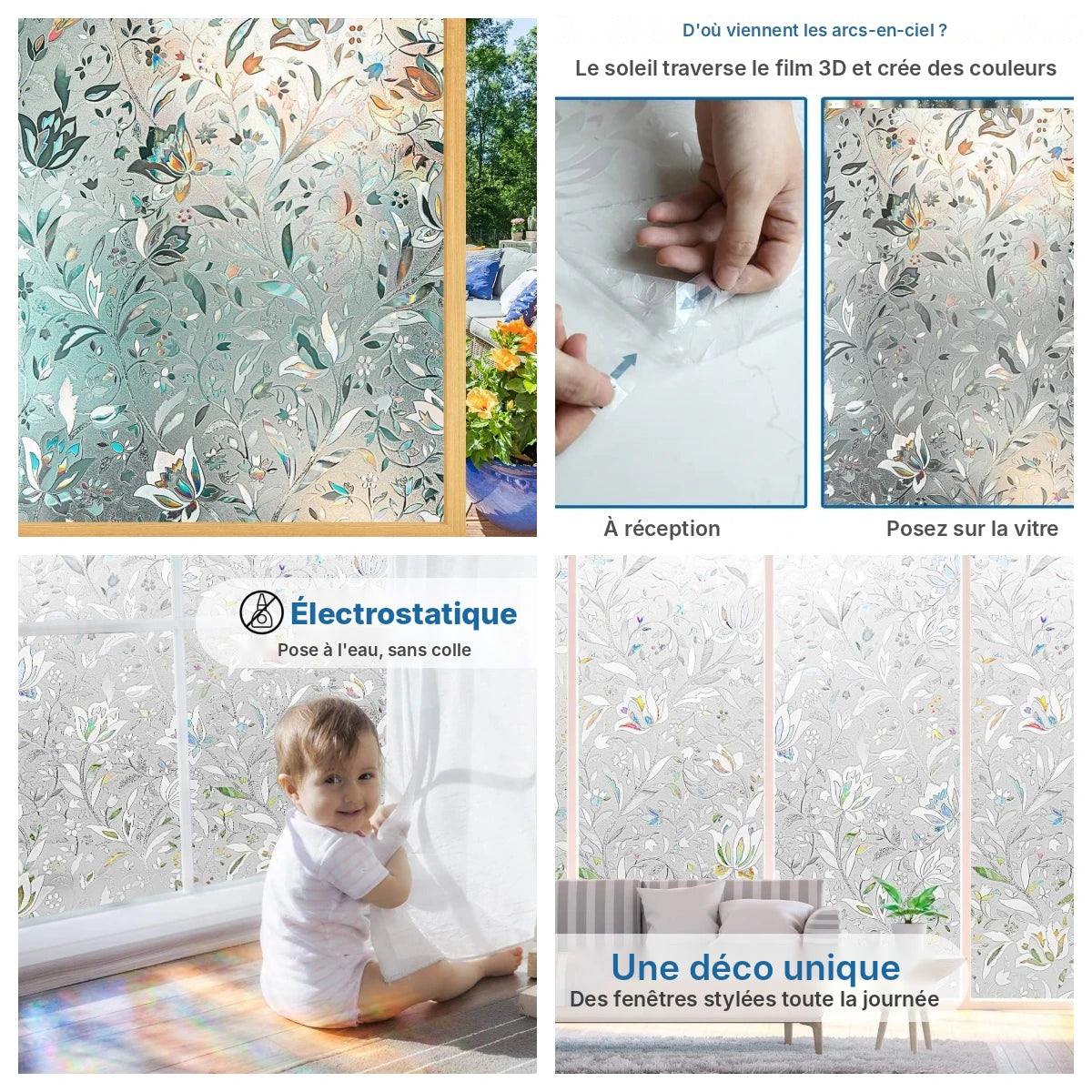 Film dépoli électrostatique grande largeur, 17 finitions