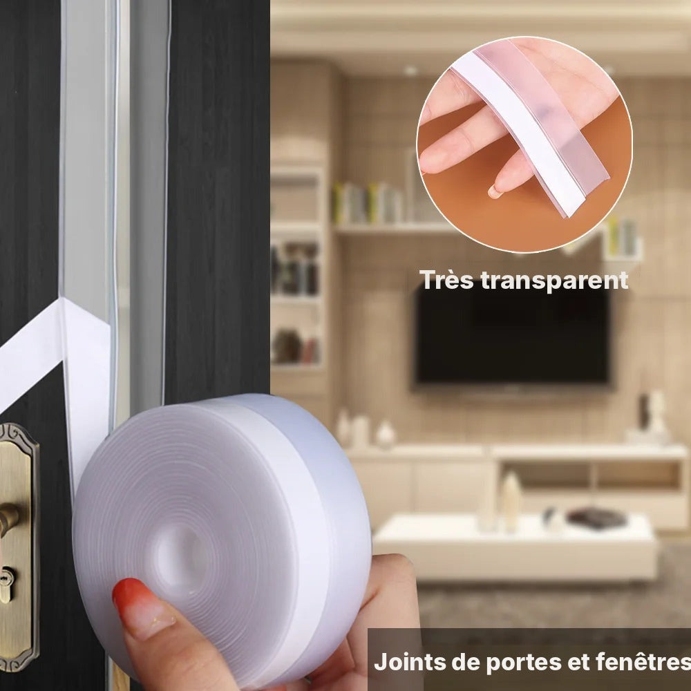 Joint silicone transparent adhésif, 5 ou 10 m