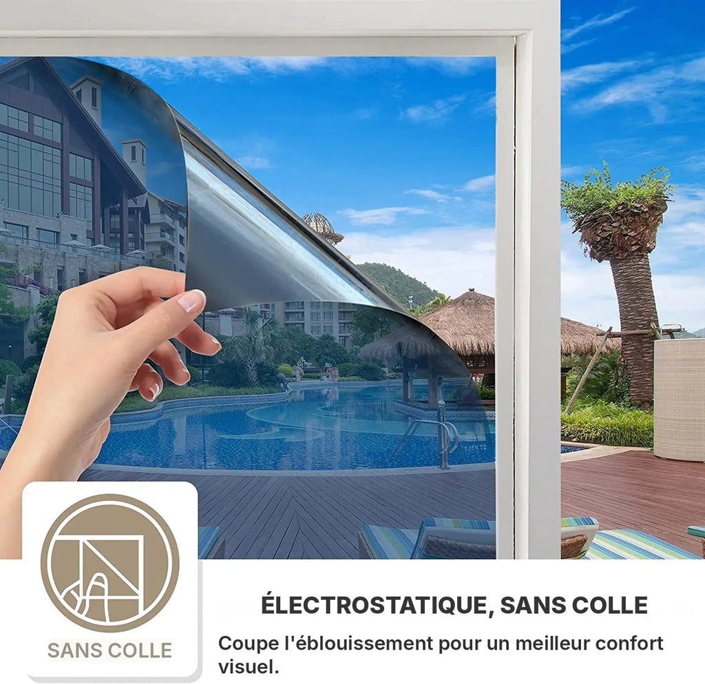 Film miroir électrostatique sans colle, 4 coloris