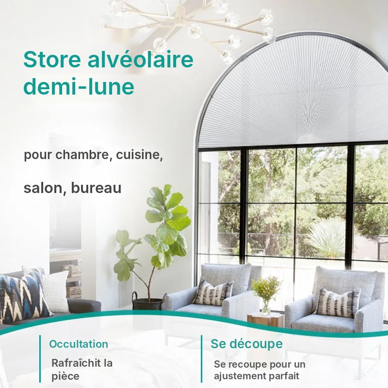 Store alvéolaire demi-lune pour fenêtre en arc