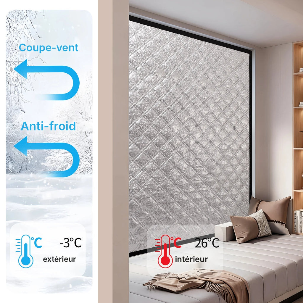 Rideau isolant matelassé argenté, sur mesure