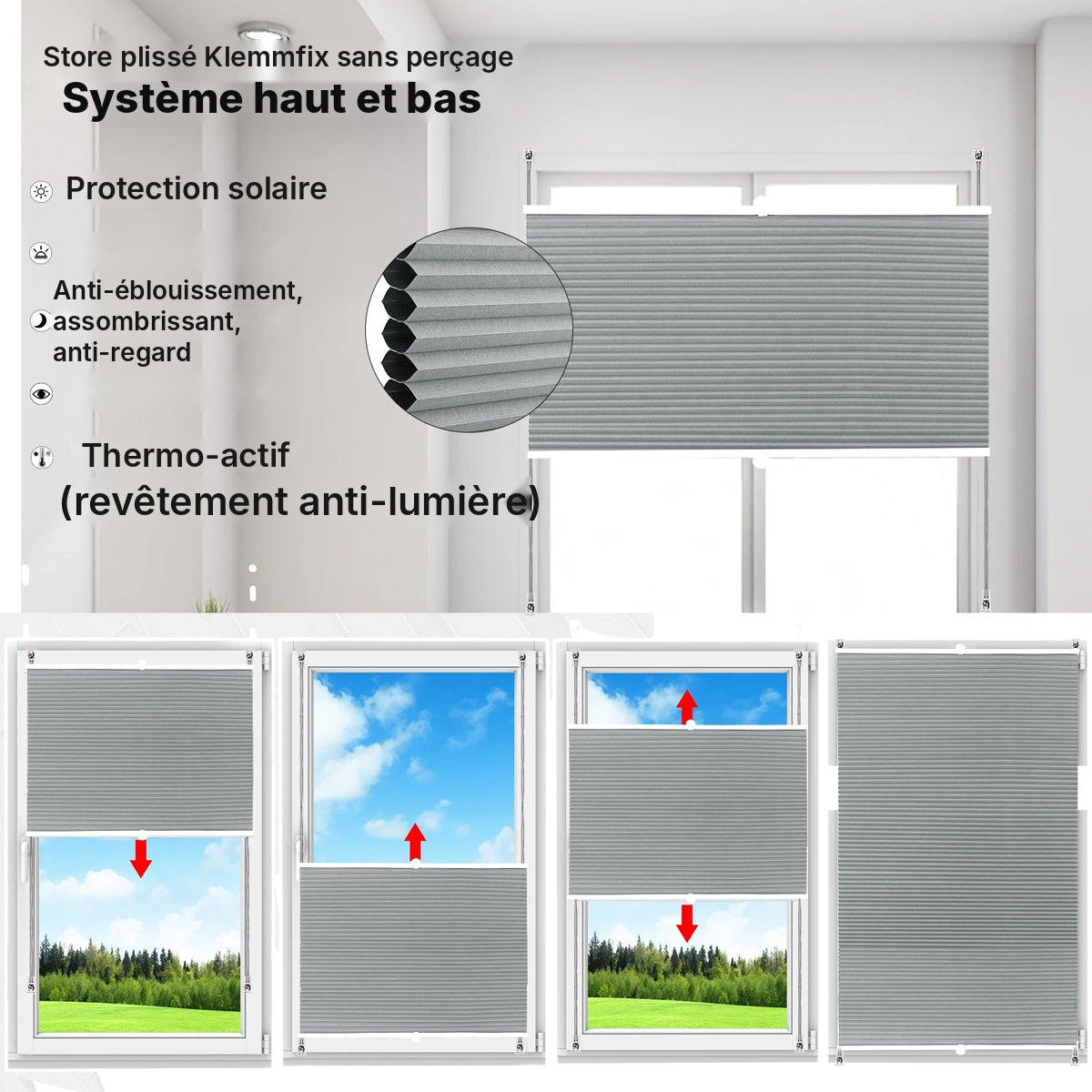 Store alvéolaire anti-chaleur sans perçage