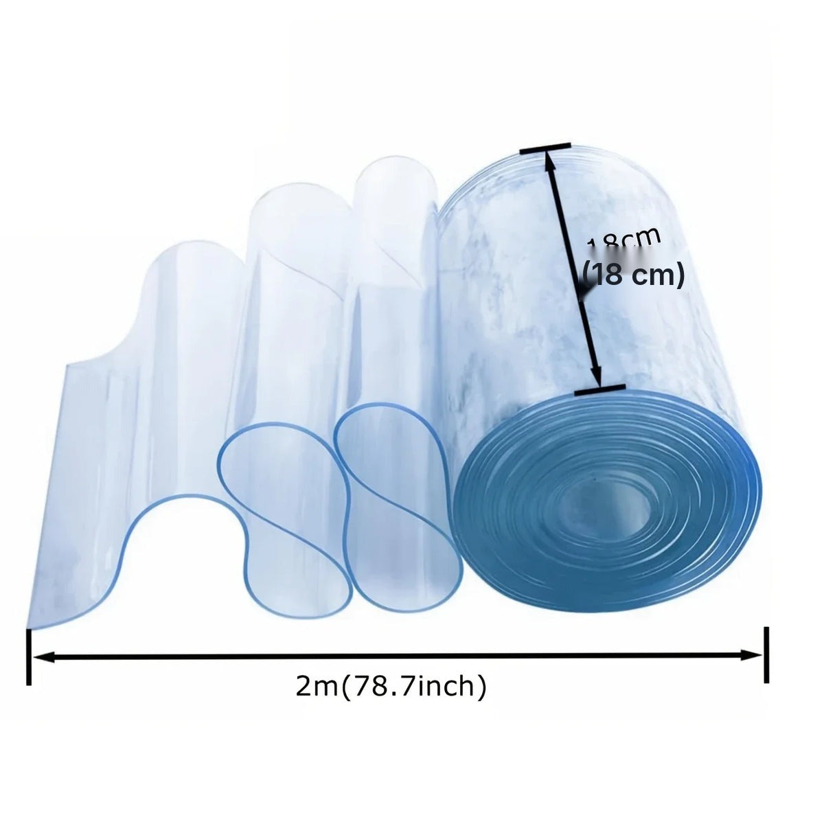 Lanières PVC transparentes à découper, rouleau 2 m