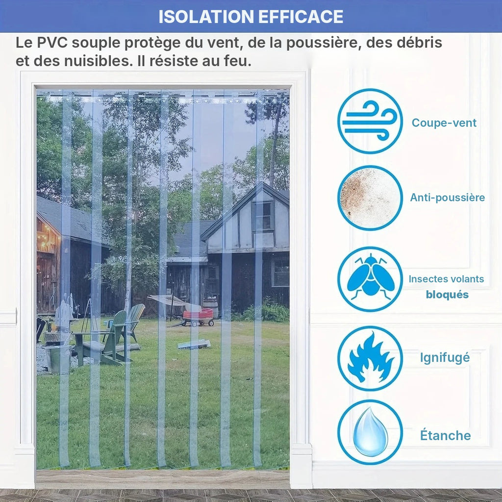 Lanières PVC transparentes à découper, rouleau 2 m