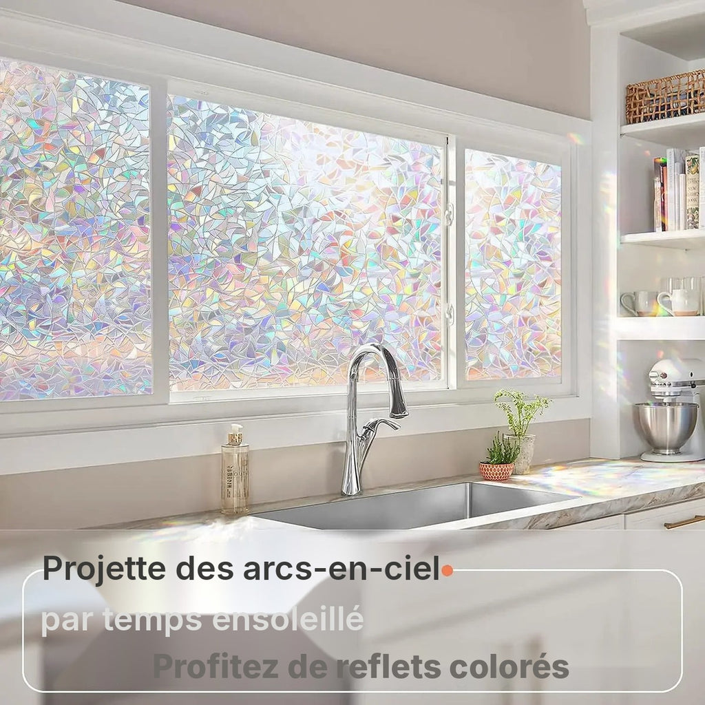 Film vitrail 3D arc-en-ciel, 6 motifs, jusqu'à 115 cm