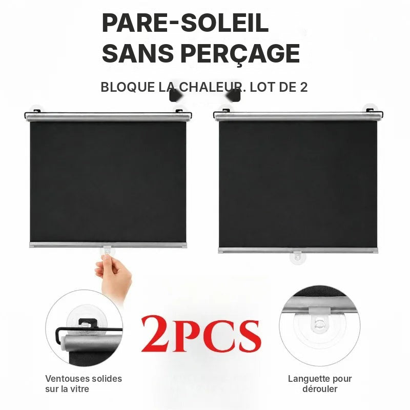 Lot de 2 stores pare-soleil à ventouses, réfléchissants