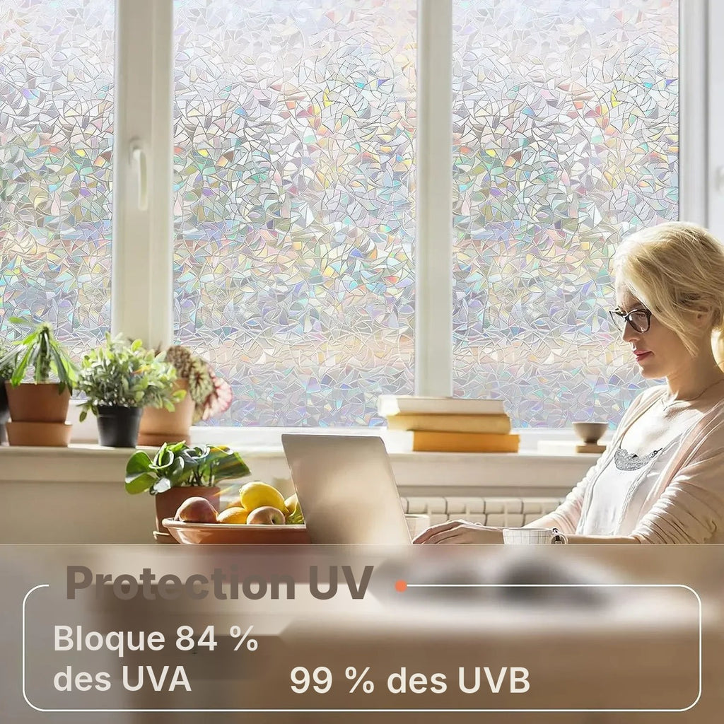 Film vitrail 3D arc-en-ciel, 6 motifs, jusqu'à 115 cm