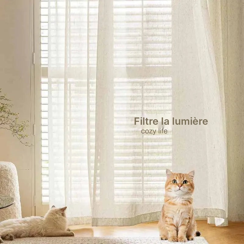 Voilage effet lin grande largeur, jusqu'à 350 cm