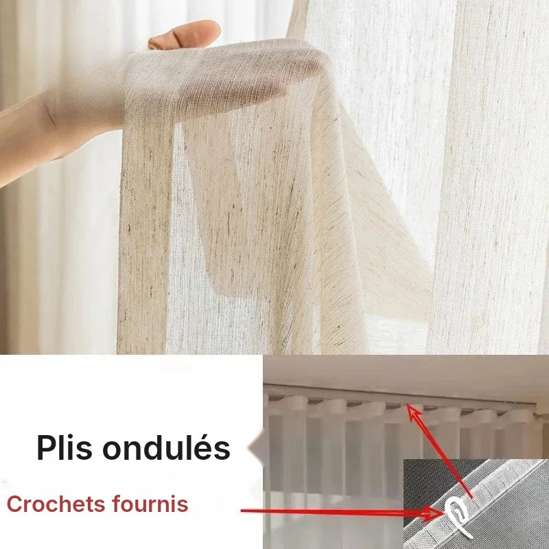 Voilage effet lin grande largeur, jusqu'à 350 cm
