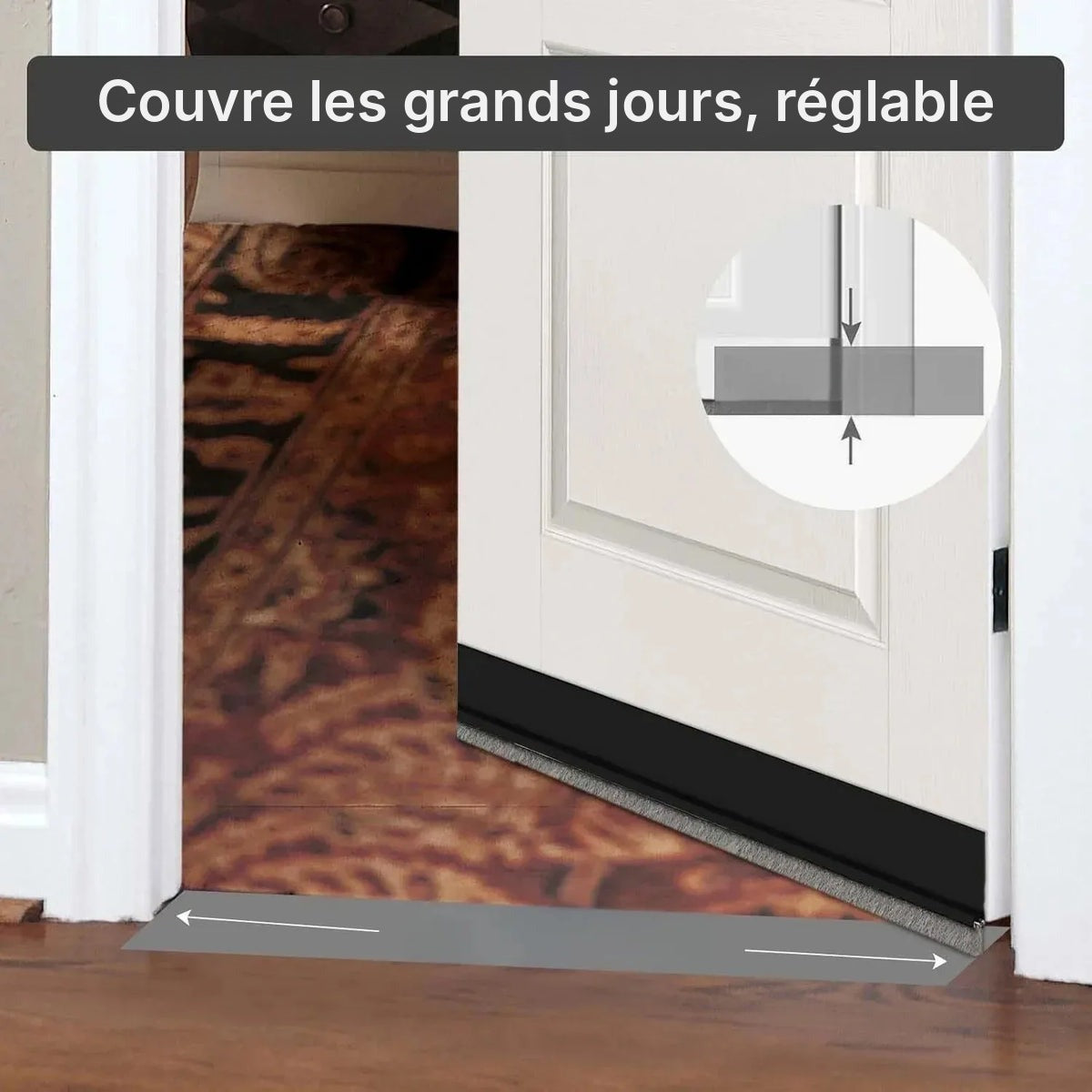Bas de porte brosse et lèvre caoutchouc, 1 m