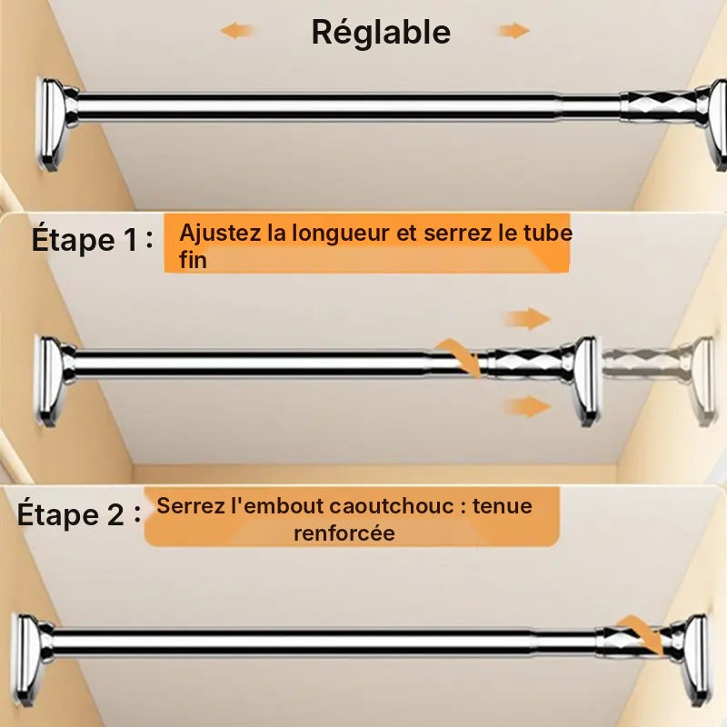 Grande tringle extensible jusqu'à 450 cm