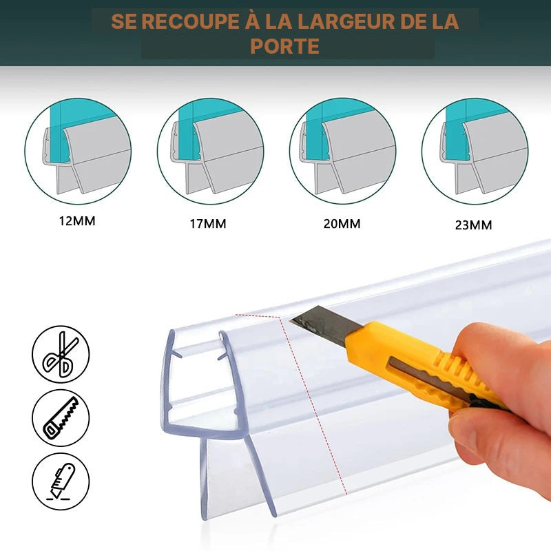Joint bas de porte de douche en verre, lot de 2