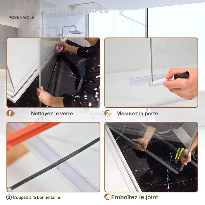 Joint bas de porte de douche en verre, lot de 2