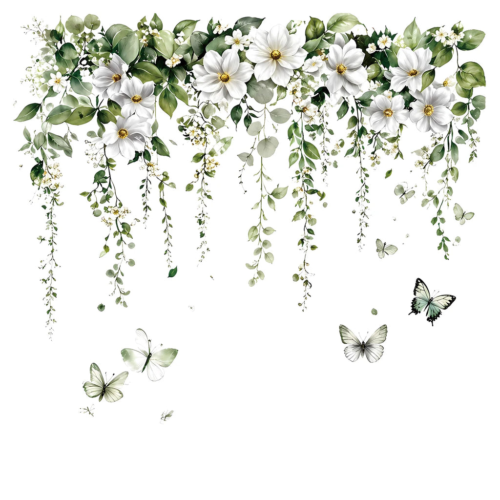 Sticker fenêtre fleurs suspendues dépoli, 50 x 40 cm