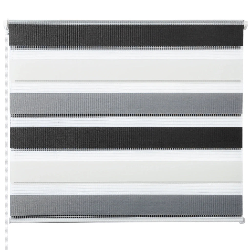 Store double rouleau jour nuit, gris et blanc