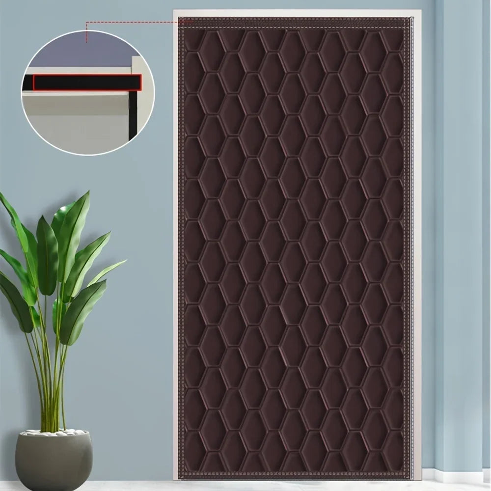 Rideau de porte matelassé anti-froid aimanté