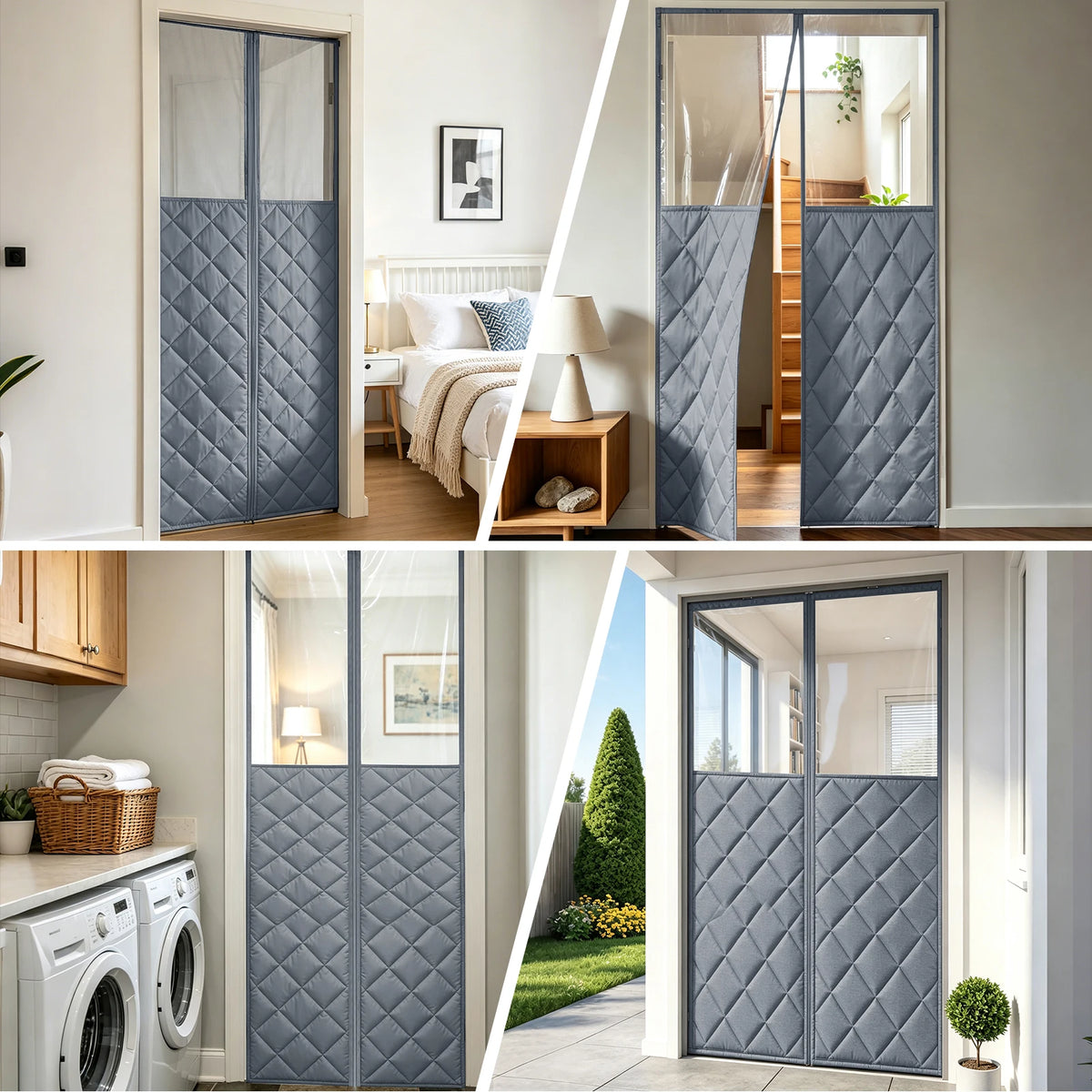 Rideau thermique porte d'entrée matelassé magnétique, vue 2